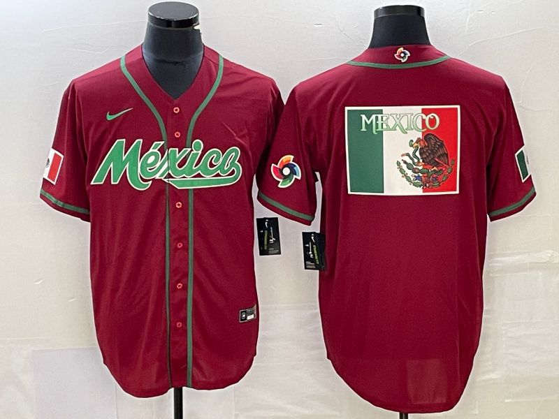Men 2023 World Cub Mexico Blank Red Nike MLB Jersey14->more jerseys->MLB Jersey